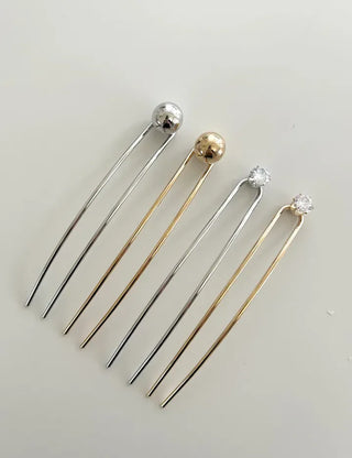 Simple Metal Hairpin with Cubic Cubic Updo Hairpin