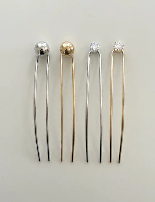 Simple Metal Hairpin with Cubic Cubic Updo Hairpin