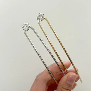 Simple Metal Hairpin with Cubic Cubic Updo Hairpin