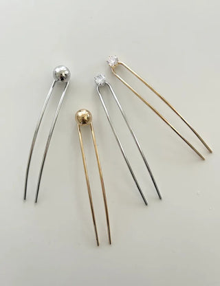 Simple Metal Hairpin with Cubic Cubic Updo Hairpin