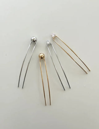 Simple Metal Hairpin with Cubic Cubic Updo Hairpin