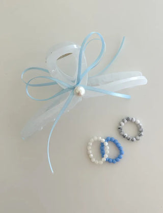 Pearl thin ribbon hair clip updo wedding guest look hair clip