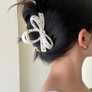 Dot ribbon hair clip updo autumn hair clip