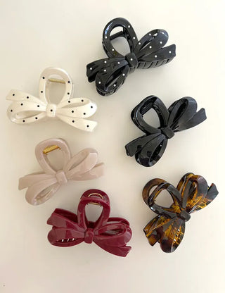 Dot ribbon hair clip updo autumn hair clip