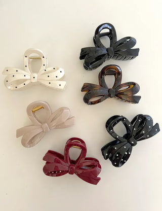 Dot ribbon hair clip updo autumn hair clip