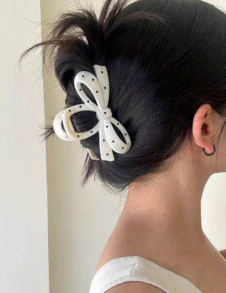 Dot ribbon hair clip updo autumn hair clip