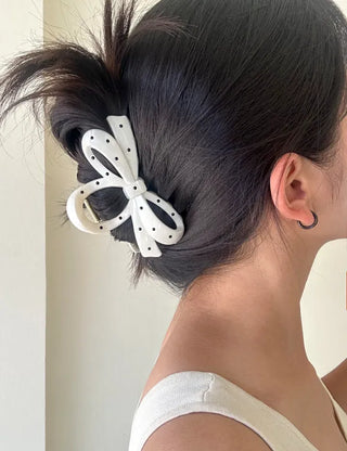 Dot ribbon hair clip updo autumn hair clip