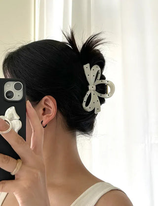 Dot ribbon hair clip updo autumn hair clip