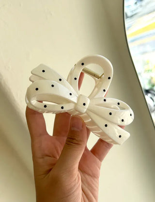 Dot ribbon hair clip updo autumn hair clip