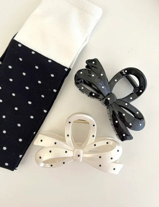 Dot ribbon hair clip updo autumn hair clip