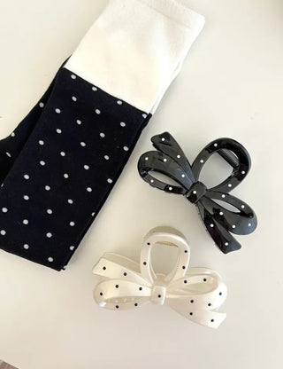 Dot ribbon hair clip updo autumn hair clip