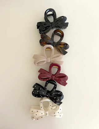 Dot ribbon hair clip updo autumn hair clip