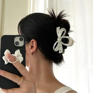 Dot ribbon hair clip updo autumn hair clip