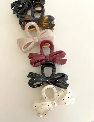 Dot ribbon hair clip updo autumn hair clip