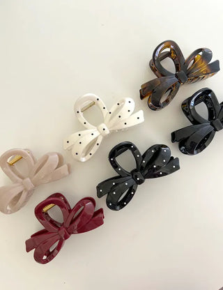 Dot ribbon hair clip updo autumn hair clip