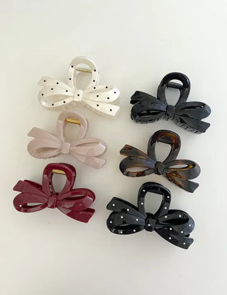 Dot ribbon hair clip updo autumn hair clip