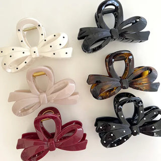 Dot ribbon hair clip updo autumn hair clip