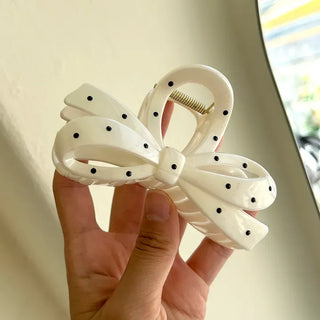 Dot ribbon hair clip updo autumn hair clip