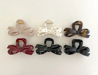 Dot ribbon hair clip updo autumn hair clip