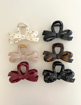 Dot ribbon hair clip updo autumn hair clip