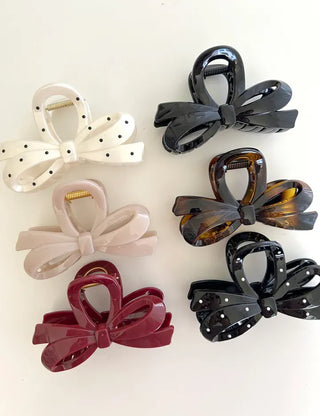 Dot ribbon hair clip updo autumn hair clip