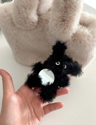 Mirror Black Chenille Doll Bag Keyring Bag Charm Keychain