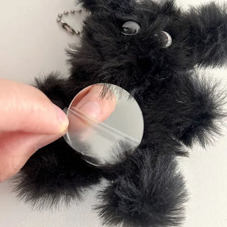 Mirror Black Chenille Doll Bag Keyring Bag Charm Keychain