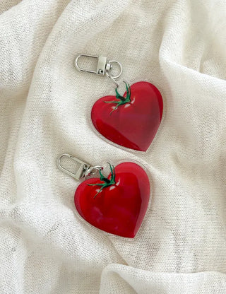 Heart Tomato Bag Keyring Fruit Acrylic Phone Strap