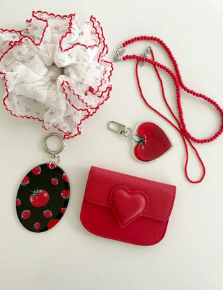 Heart Tomato Bag Keyring Fruit Acrylic Phone Strap