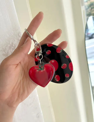 Heart Tomato Bag Keyring Fruit Acrylic Phone Strap