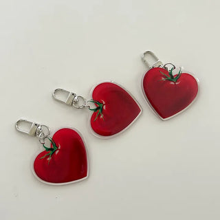 Heart Tomato Bag Keyring Fruit Acrylic Phone Strap