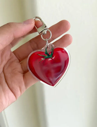 Heart Tomato Bag Keyring Fruit Acrylic Phone Strap