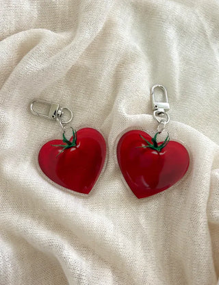 Heart Tomato Bag Keyring Fruit Acrylic Phone Strap