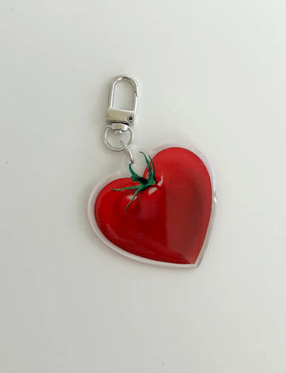 Heart Tomato Bag Keyring Fruit Acrylic Phone Strap