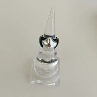 Chubby Star Bold Ring Silver Fashion Acrylic Point Ring