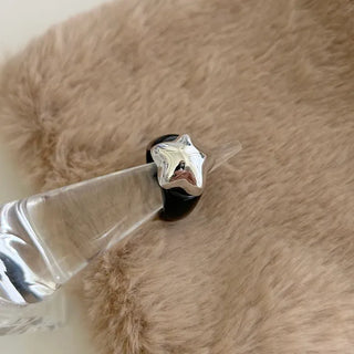 Chubby Star Bold Ring Silver Fashion Acrylic Point Ring