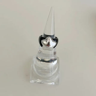 Chubby Star Bold Ring Silver Fashion Acrylic Point Ring