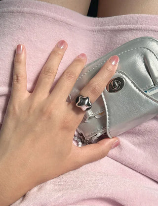 Chubby Star Bold Ring Silver Fashion Acrylic Point Ring
