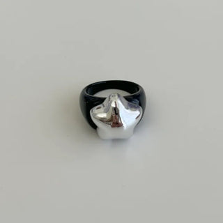 Chubby Star Bold Ring Silver Fashion Acrylic Point Ring
