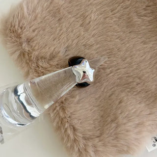 Chubby Star Bold Ring Silver Fashion Acrylic Point Ring