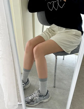 Daily women's ribbed pattern fashion mid-calf socks