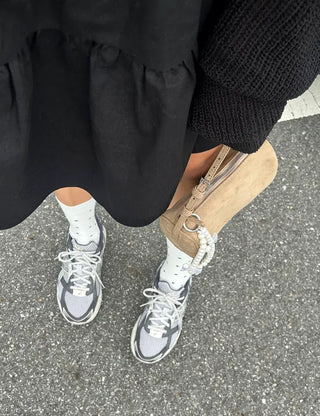 Daily women's ribbed pattern fashion mid-calf socks