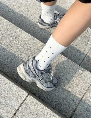 Daily women's ribbed pattern fashion mid-calf socks