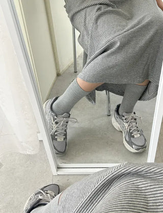 Daily women's ribbed pattern fashion mid-calf socks