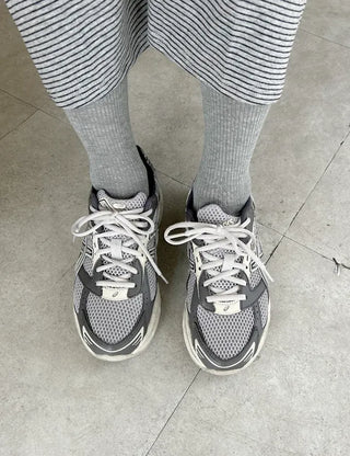 Daily women's ribbed pattern fashion mid-calf socks
