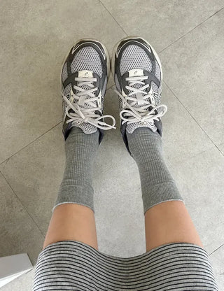 Daily women's ribbed pattern fashion mid-calf socks