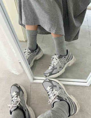 Daily women's ribbed pattern fashion mid-calf socks
