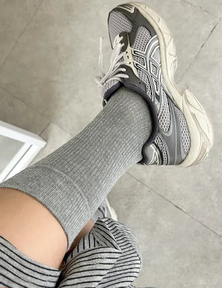 Daily women's ribbed pattern fashion mid-calf socks