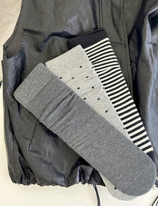 Daily women's ribbed pattern fashion mid-calf socks