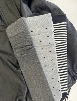 Daily women's ribbed pattern fashion mid-calf socks